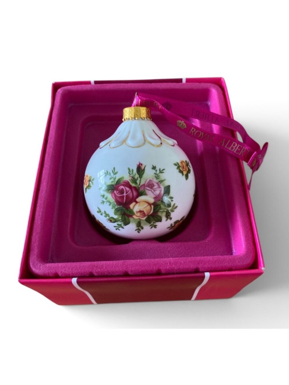 Royal Albert England Old Country Roses Porcelain Bauble Ornament